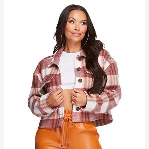 Jessica Simpson Lenna Cropped Plaid Jacket